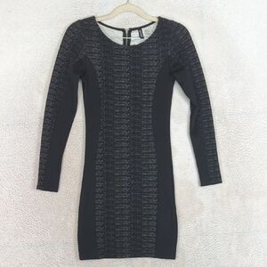 H&M Women's‎ Black Stretch Bodycon Long Sleeve Mini Dress Size XS